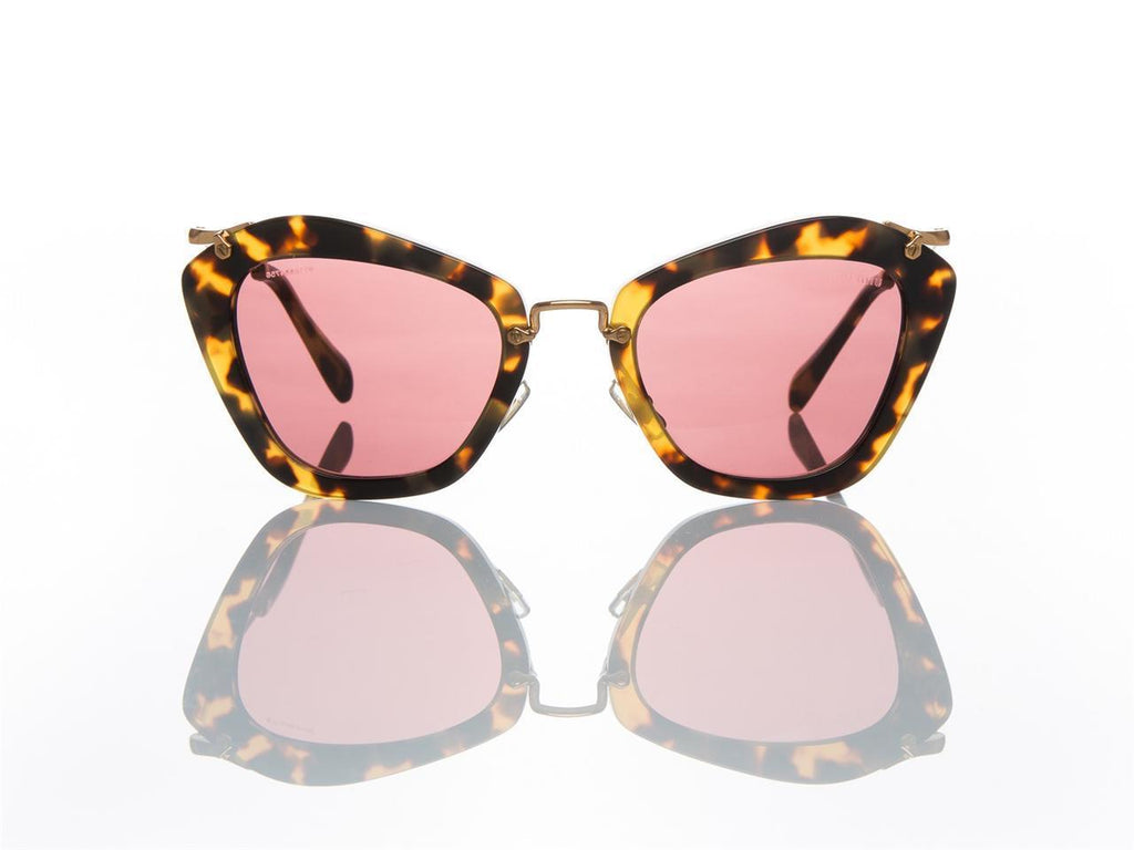 New Authentic MIU MIU Womens Sunglasses SMU 10N 7S0/0A0 Blonde Havana/Brown Red