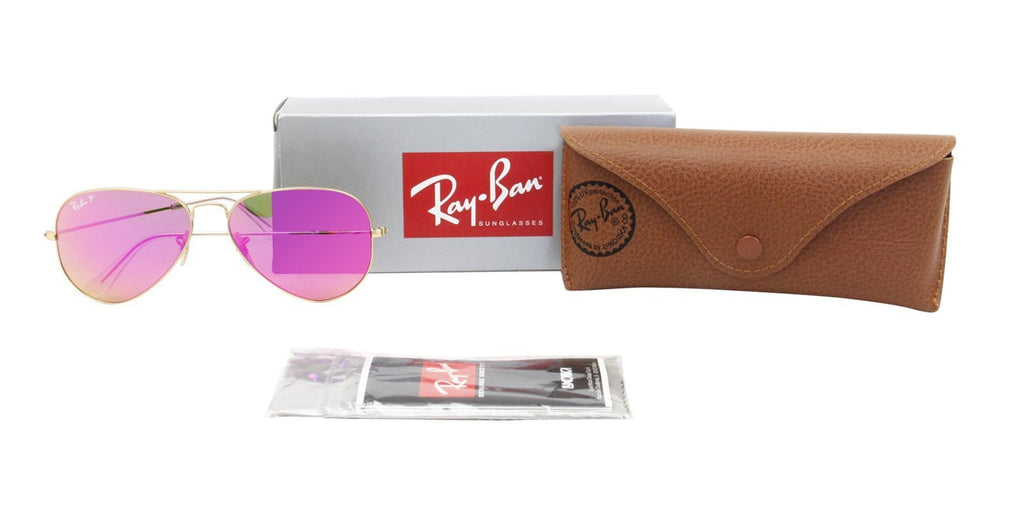 Authentic Ray-Ban Sunglasses AVIATOR RB 3025 112/1Q MATTE GOLD MIRROR POLARISED