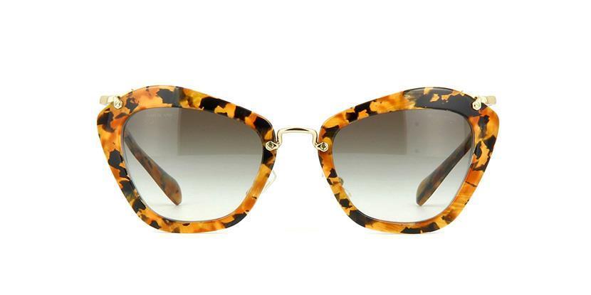 New Authentic Miu Miu Cat-Eye Sunglasses SMU 10N DHF-0A7 Havana Gold Frame